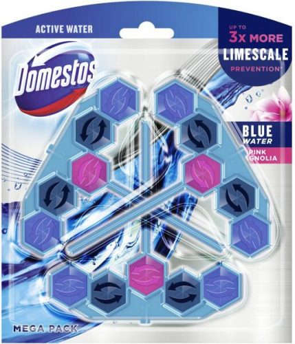Domestos Power5+Pink Magnolia Aktiv Blue Water WC frissítő blokk 3 db