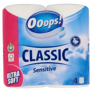 Ooops!Classic toalett papír 4 tekercs 3 rétegű sensitive