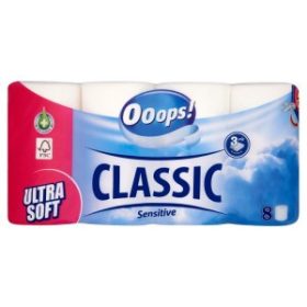 Ooops!Classic toalett papír 8 tekercs 3 rétegű sensitive