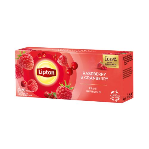 Lipton málna és vörös áfonya ízesítésű filteres gyümölcstea 20*1,6 g 